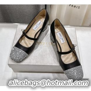 Good Looking Jimmy Choo Elisa 45 Pumps in Nappa leather & Glitter Black/Silver 5071918