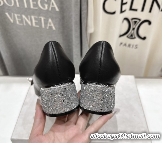 Good Looking Jimmy Choo Elisa 45 Pumps in Nappa leather & Glitter Black/Silver 5071918