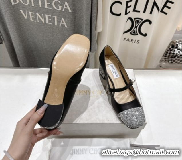 Good Looking Jimmy Choo Elisa 45 Pumps in Nappa leather & Glitter Black/Silver 5071918