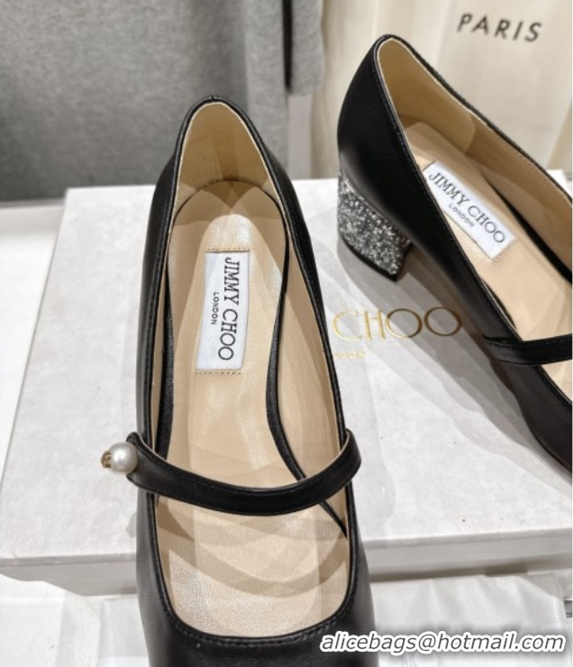Good Looking Jimmy Choo Elisa 45 Pumps in Nappa leather & Glitter Black/Silver 5071918