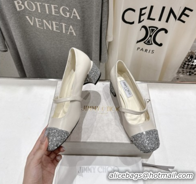 Purchase Jimmy Choo Elisa 45 Pumps in Nappa leather & Glitter White/Silver 5071919