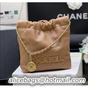Best Price Chanel 22 Mini Bag in Haas Grainy Calfskin AS3980 Brown 2025 Top Quality