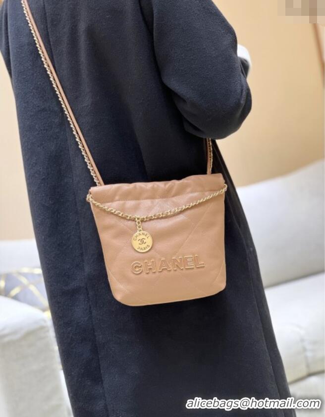 Best Price Chanel 22 Mini Bag in Haas Grainy Calfskin AS3980 Brown 2025 Top Quality