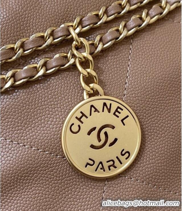 Best Price Chanel 22 Mini Bag in Haas Grainy Calfskin AS3980 Brown 2025 Top Quality
