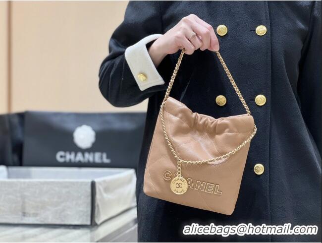 Best Price Chanel 22 Mini Bag in Haas Grainy Calfskin AS3980 Brown 2025 Top Quality