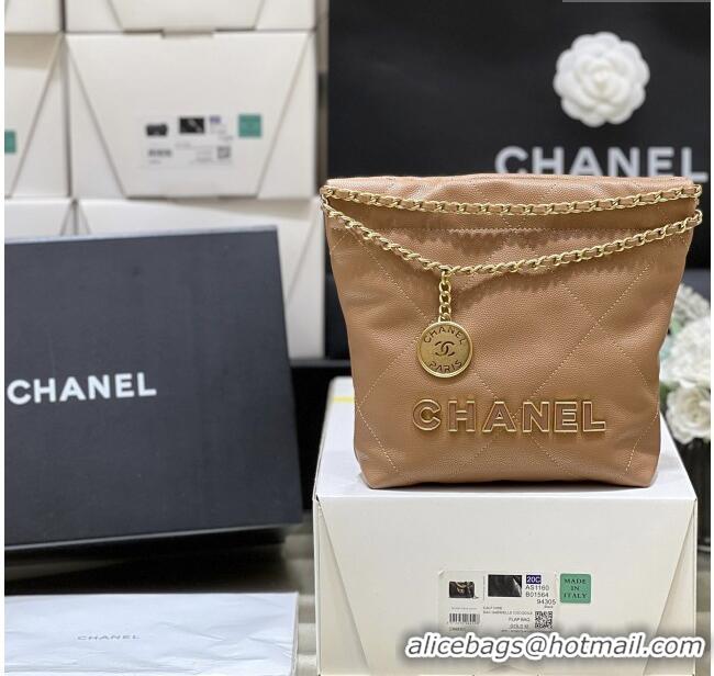 Best Price Chanel 22 Mini Bag in Haas Grainy Calfskin AS3980 Brown 2025 Top Quality