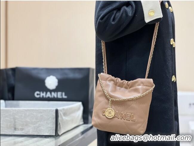 Best Price Chanel 22 Mini Bag in Haas Grainy Calfskin AS3980 Brown 2025 Top Quality
