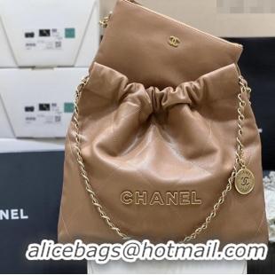 Unique Discount Chanel 22 Small Bag in Haas Grainy Calfskin AS3260 Brown 2025 Top Quality