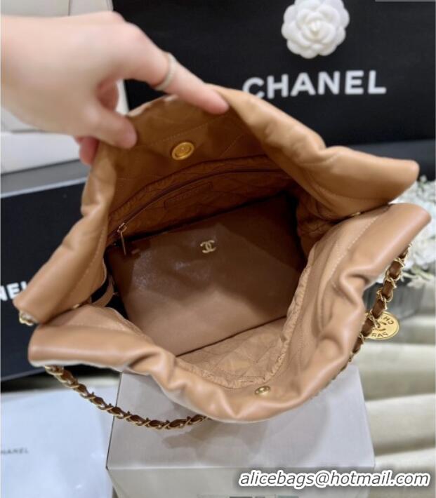 Unique Discount Chanel 22 Small Bag in Haas Grainy Calfskin AS3260 Brown 2025 Top Quality