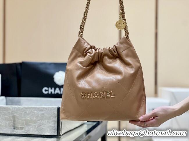 Unique Discount Chanel 22 Small Bag in Haas Grainy Calfskin AS3260 Brown 2025 Top Quality