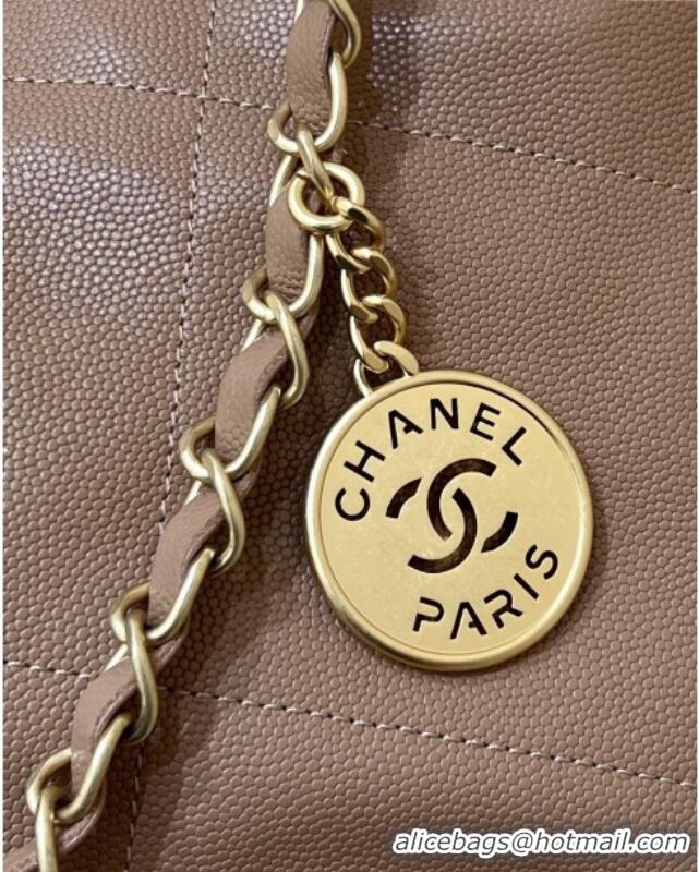 Unique Discount Chanel 22 Small Bag in Haas Grainy Calfskin AS3260 Brown 2025 Top Quality