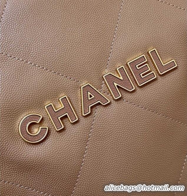 Unique Discount Chanel 22 Small Bag in Haas Grainy Calfskin AS3260 Brown 2025 Top Quality