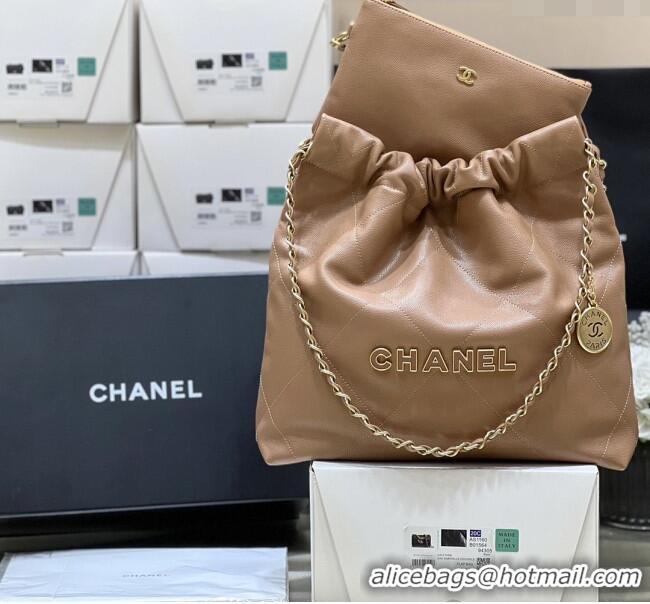 Unique Discount Chanel 22 Small Bag in Haas Grainy Calfskin AS3260 Brown 2025 Top Quality