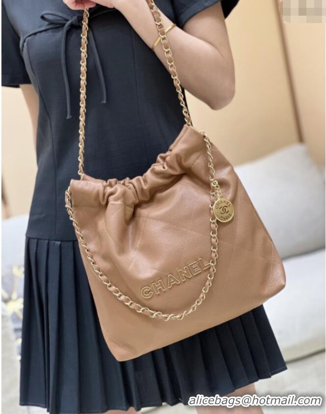 Unique Discount Chanel 22 Small Bag in Haas Grainy Calfskin AS3260 Brown 2025 Top Quality