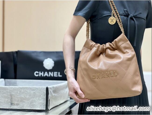Unique Discount Chanel 22 Small Bag in Haas Grainy Calfskin AS3260 Brown 2025 Top Quality