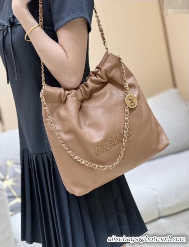 Unique Discount Chanel 22 Small Bag in Haas Grainy Calfskin AS3260 Brown 2025 Top Quality
