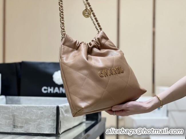 Unique Discount Chanel 22 Small Bag in Haas Grainy Calfskin AS3260 Brown 2025 Top Quality