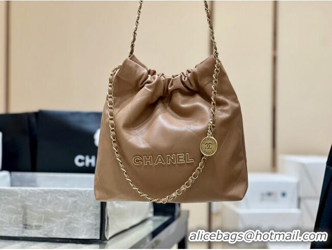 Unique Discount Chanel 22 Small Bag in Haas Grainy Calfskin AS3260 Brown 2025 Top Quality