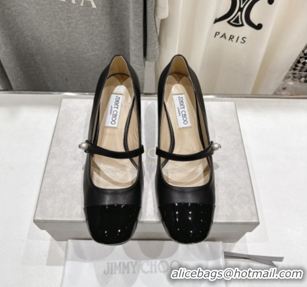 Grade Quality Jimmy Choo Elisa 45 Pumps in Nappa leather & Patent Leather Black 5071920
