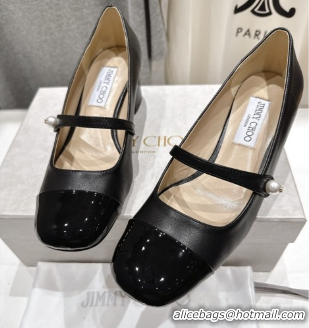 Grade Quality Jimmy Choo Elisa 45 Pumps in Nappa leather & Patent Leather Black 5071920