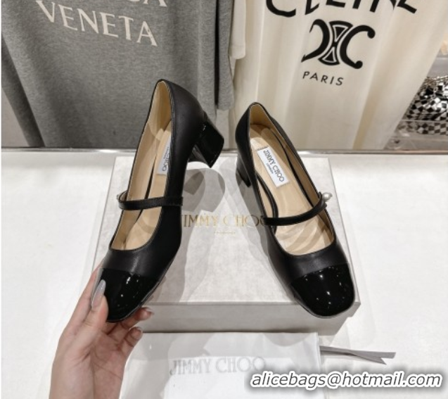 Grade Quality Jimmy Choo Elisa 45 Pumps in Nappa leather & Patent Leather Black 5071920