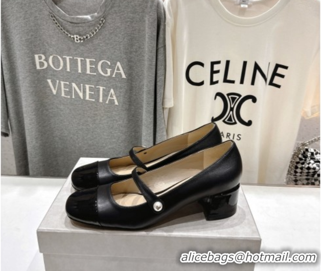 Grade Quality Jimmy Choo Elisa 45 Pumps in Nappa leather & Patent Leather Black 5071920
