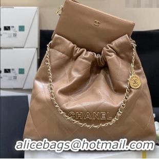 Buy Fashionable Chanel 22 Bag in Haas Grainy Calfskin AS3261 Brown 2025 Top Quality