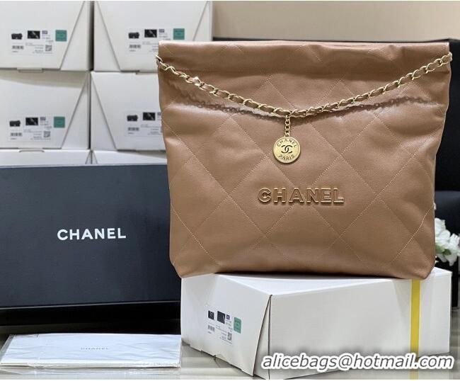 Buy Fashionable Chanel 22 Bag in Haas Grainy Calfskin AS3261 Brown 2025 Top Quality