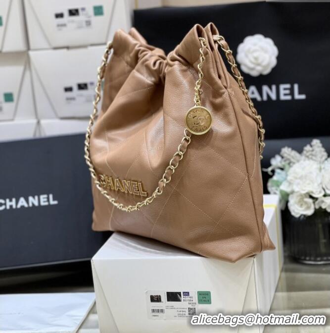 Buy Fashionable Chanel 22 Bag in Haas Grainy Calfskin AS3261 Brown 2025 Top Quality