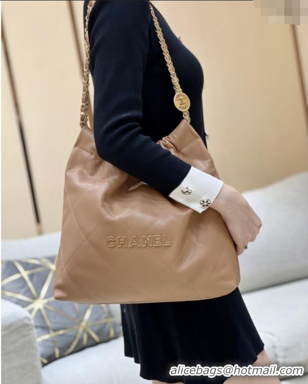 Buy Fashionable Chanel 22 Bag in Haas Grainy Calfskin AS3261 Brown 2025 Top Quality