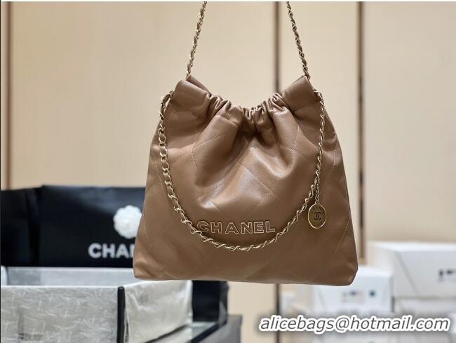 Buy Fashionable Chanel 22 Bag in Haas Grainy Calfskin AS3261 Brown 2025 Top Quality