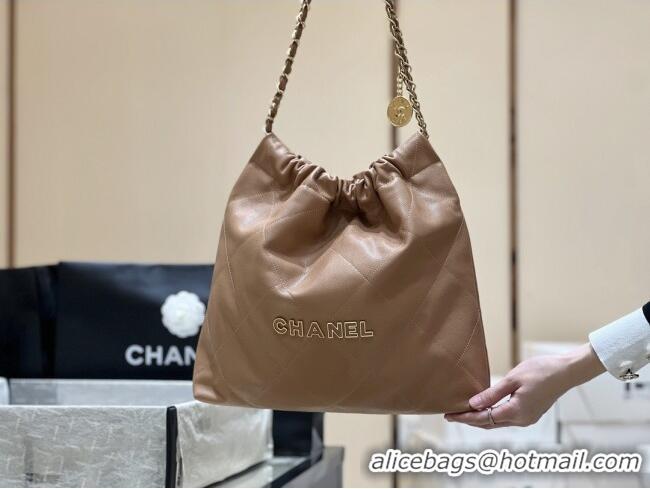 Buy Fashionable Chanel 22 Bag in Haas Grainy Calfskin AS3261 Brown 2025 Top Quality