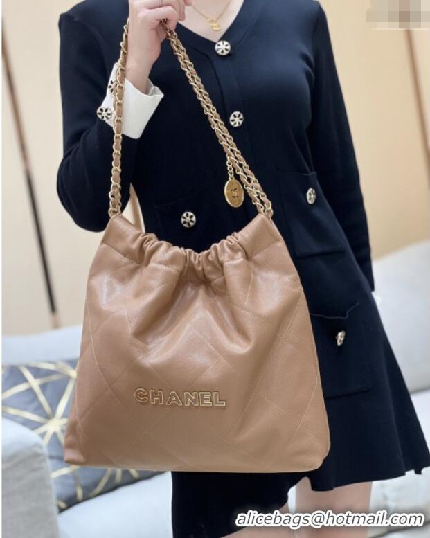 Buy Fashionable Chanel 22 Bag in Haas Grainy Calfskin AS3261 Brown 2025 Top Quality
