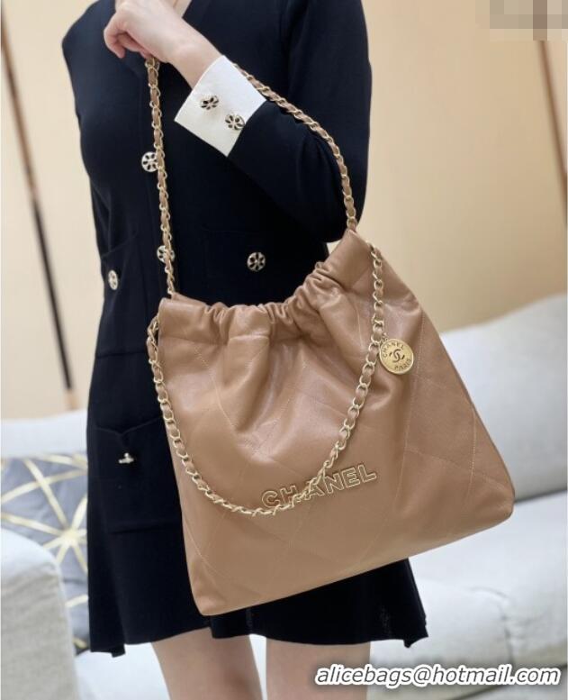Buy Fashionable Chanel 22 Bag in Haas Grainy Calfskin AS3261 Brown 2025 Top Quality
