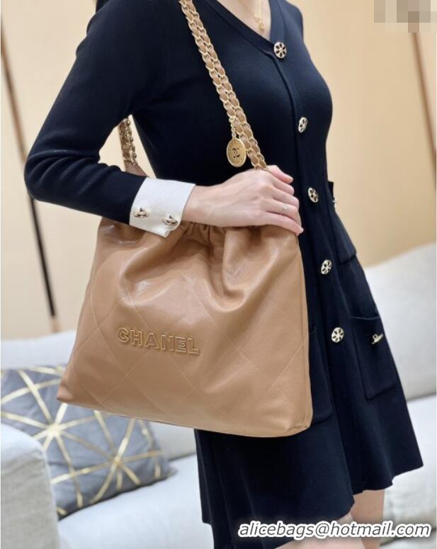 Buy Fashionable Chanel 22 Bag in Haas Grainy Calfskin AS3261 Brown 2025 Top Quality