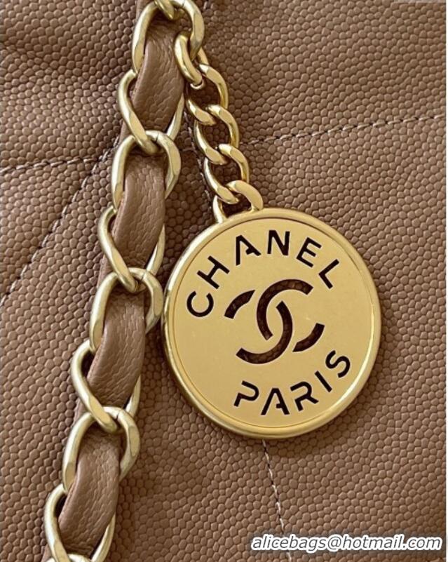 Buy Fashionable Chanel 22 Bag in Haas Grainy Calfskin AS3261 Brown 2025 Top Quality