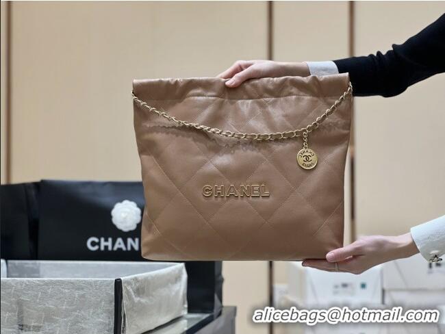 Buy Fashionable Chanel 22 Bag in Haas Grainy Calfskin AS3261 Brown 2025 Top Quality