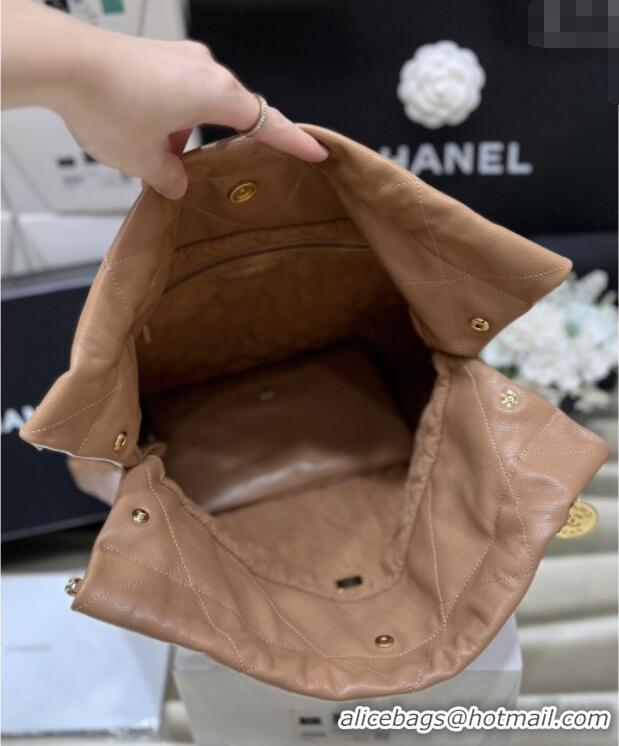 Buy Fashionable Chanel 22 Bag in Haas Grainy Calfskin AS3261 Brown 2025 Top Quality