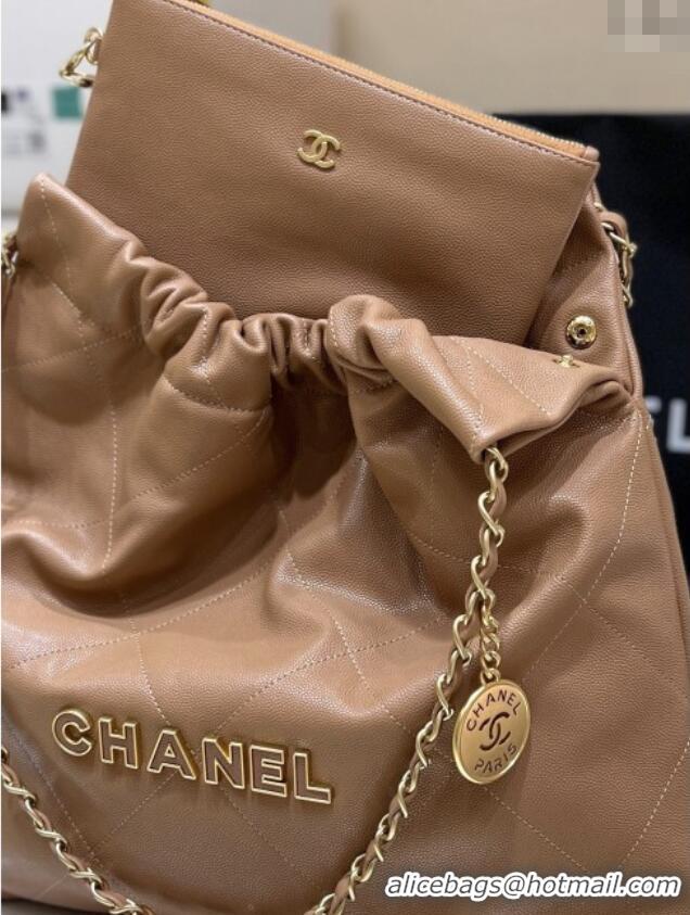 Buy Fashionable Chanel 22 Bag in Haas Grainy Calfskin AS3261 Brown 2025 Top Quality