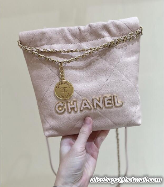 Trendy Design Chanel 22 Mini Bag in Haas Grainy Calfskin AS3980 Pink 2025 Top Quality