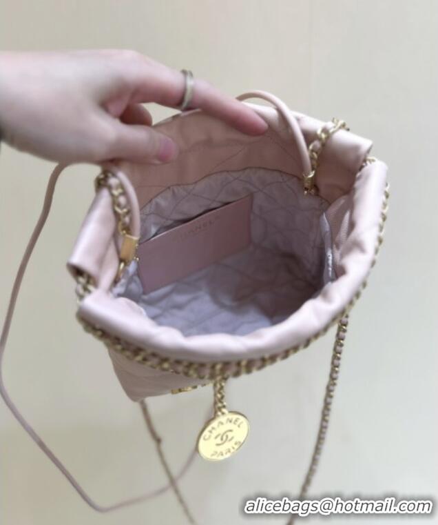 Trendy Design Chanel 22 Mini Bag in Haas Grainy Calfskin AS3980 Pink 2025 Top Quality