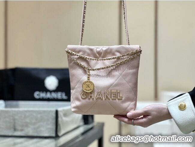 Trendy Design Chanel 22 Mini Bag in Haas Grainy Calfskin AS3980 Pink 2025 Top Quality