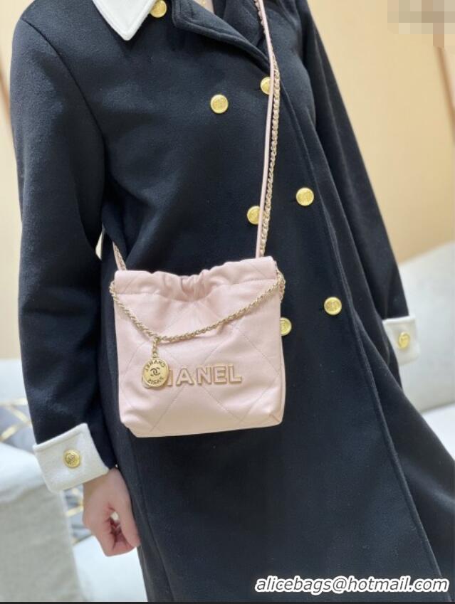 Trendy Design Chanel 22 Mini Bag in Haas Grainy Calfskin AS3980 Pink 2025 Top Quality