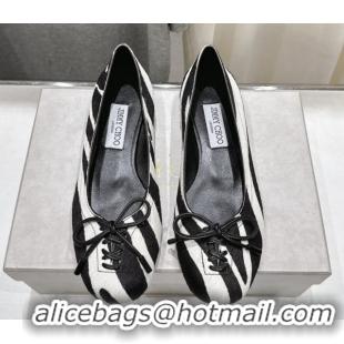 Most Popular Jimmy Choo Scarlett Ballerina Flats in Zebra Hair Black 5072101