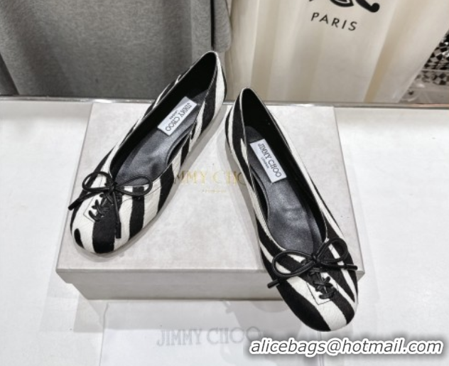 Most Popular Jimmy Choo Scarlett Ballerina Flats in Zebra Hair Black 5072101