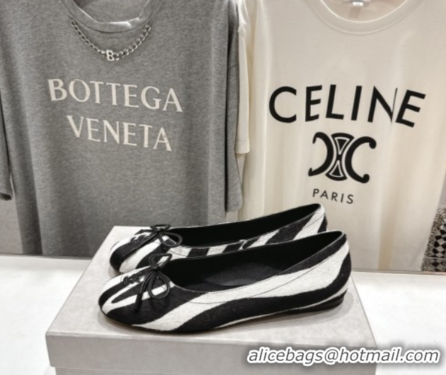 Most Popular Jimmy Choo Scarlett Ballerina Flats in Zebra Hair Black 5072101