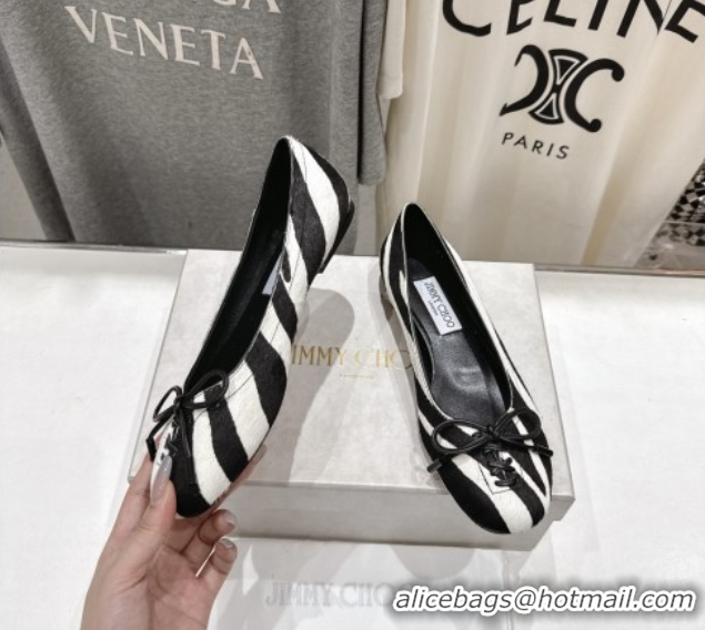 Most Popular Jimmy Choo Scarlett Ballerina Flats in Zebra Hair Black 5072101