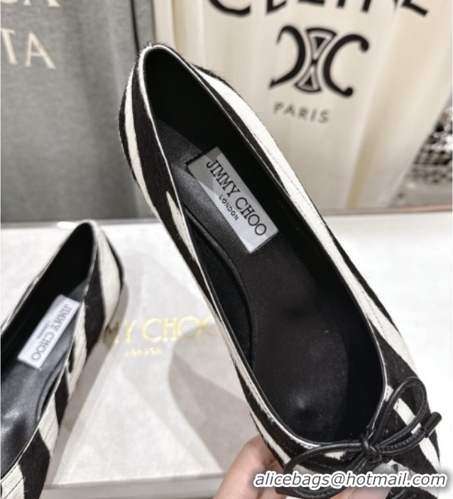 Most Popular Jimmy Choo Scarlett Ballerina Flats in Zebra Hair Black 5072101