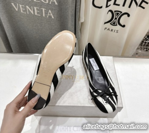 Most Popular Jimmy Choo Scarlett Ballerina Flats in Zebra Hair Black 5072101
