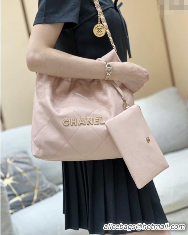 Buy Discount Chanel 22 Small Bag in Haas Grainy Calfskin AS3260 Pink 2025 Top Quality